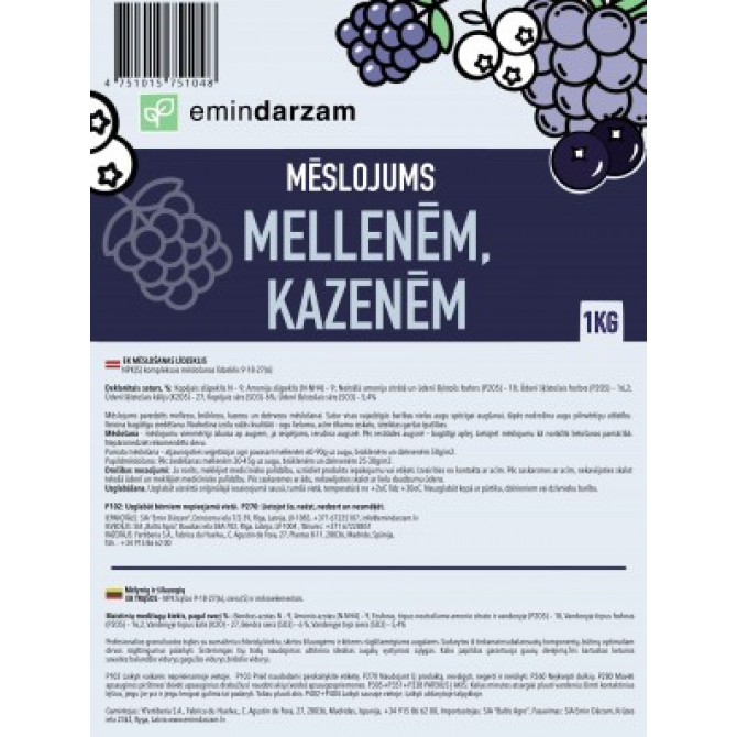 1kg Mēslojums Mellenēm un Kazenēm
