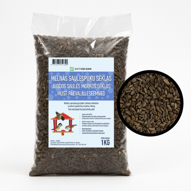Putniem saulespuķu sēklas melnās 1kg 